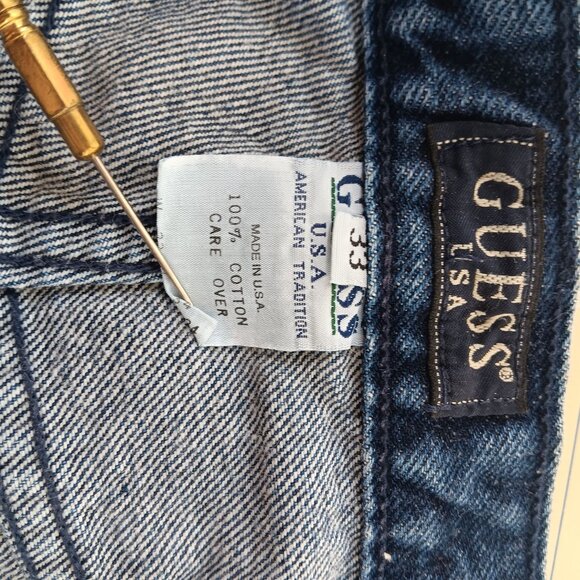 Vintage Men's Guess Jeans 33x34 SPELL OUT WAISTBAND 1990's Made In USA Logo USA - Picture 10 of 10
